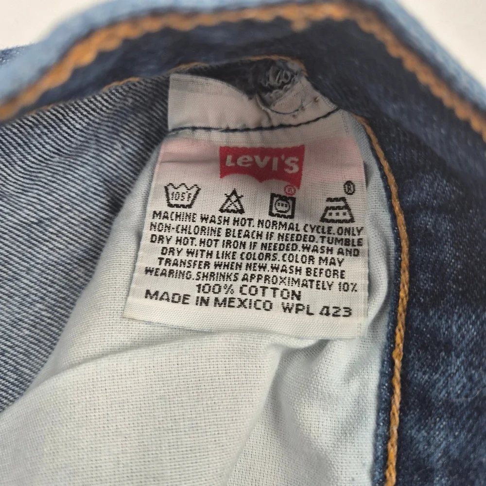Levis 501xx‎ Mens Distressed Straight Leg Jeans Dark Wash Button Fly 34x33